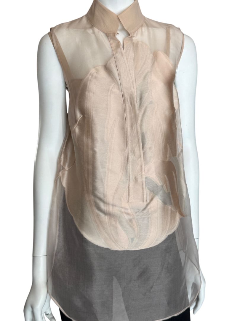 Akris Sheer Silk Organza Sleeveless Blouse – Size US 10 (FR 42 / DE 40)