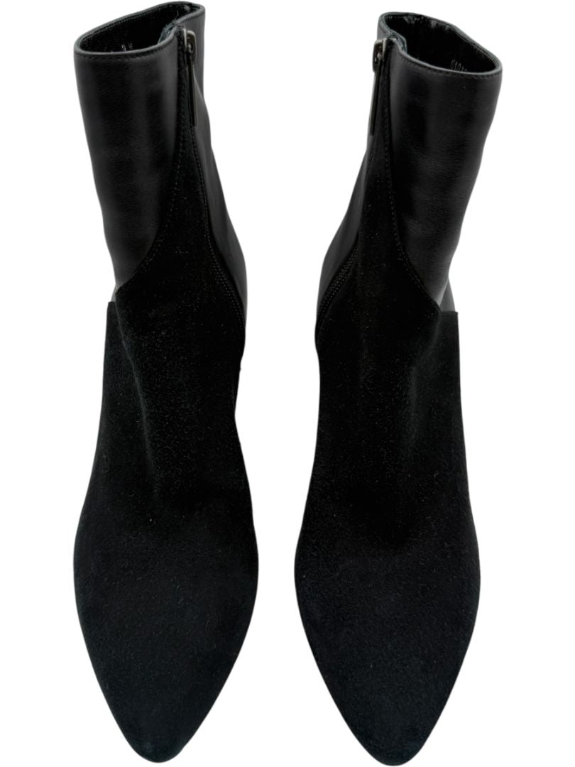 Aquatalia Black Suede/Leather Pointed Toe Booties – Size 9