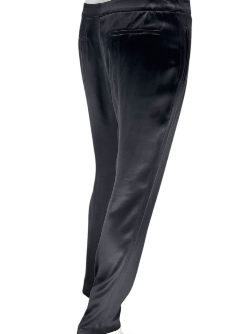 Pamella Roland Black Satin Tapered Pants – Large
