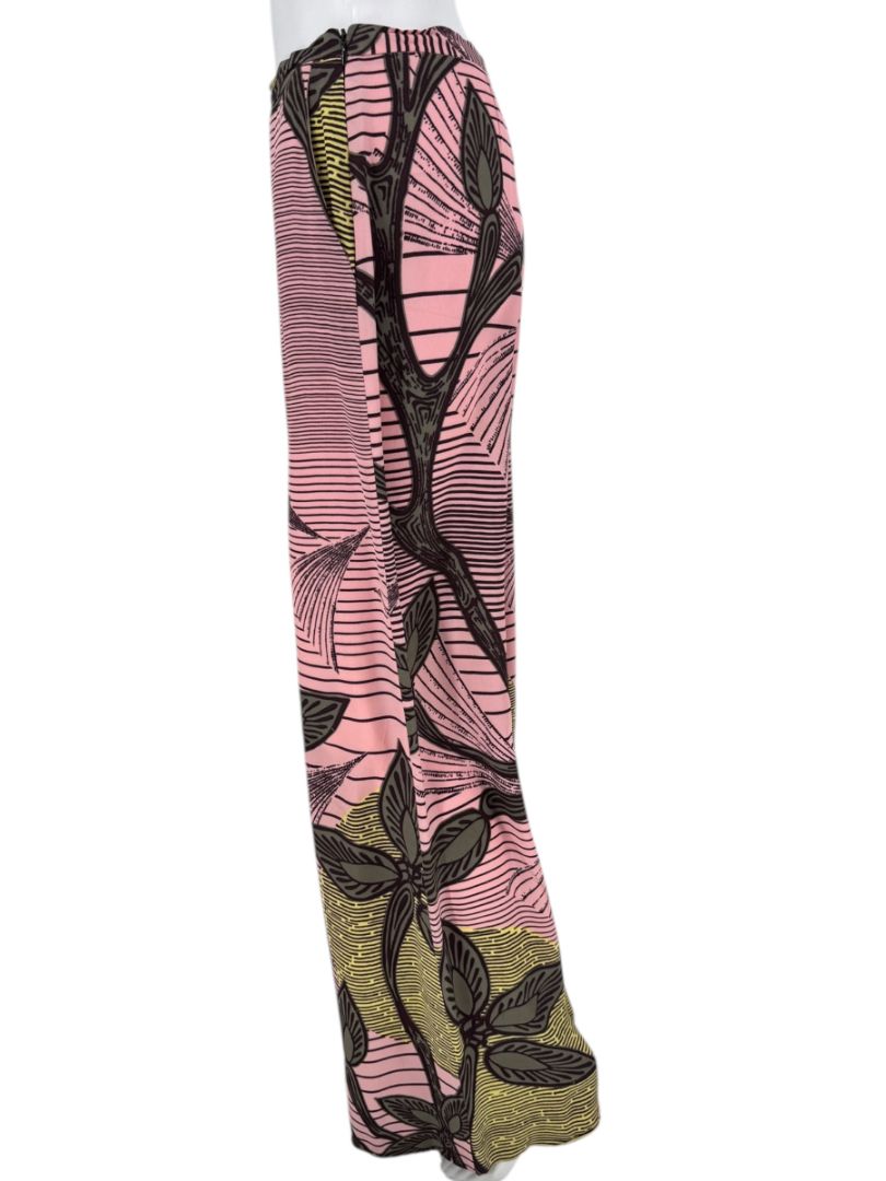 Christiann Lacroix Pink Botanical Print Wide-Leg Pants – Size 46