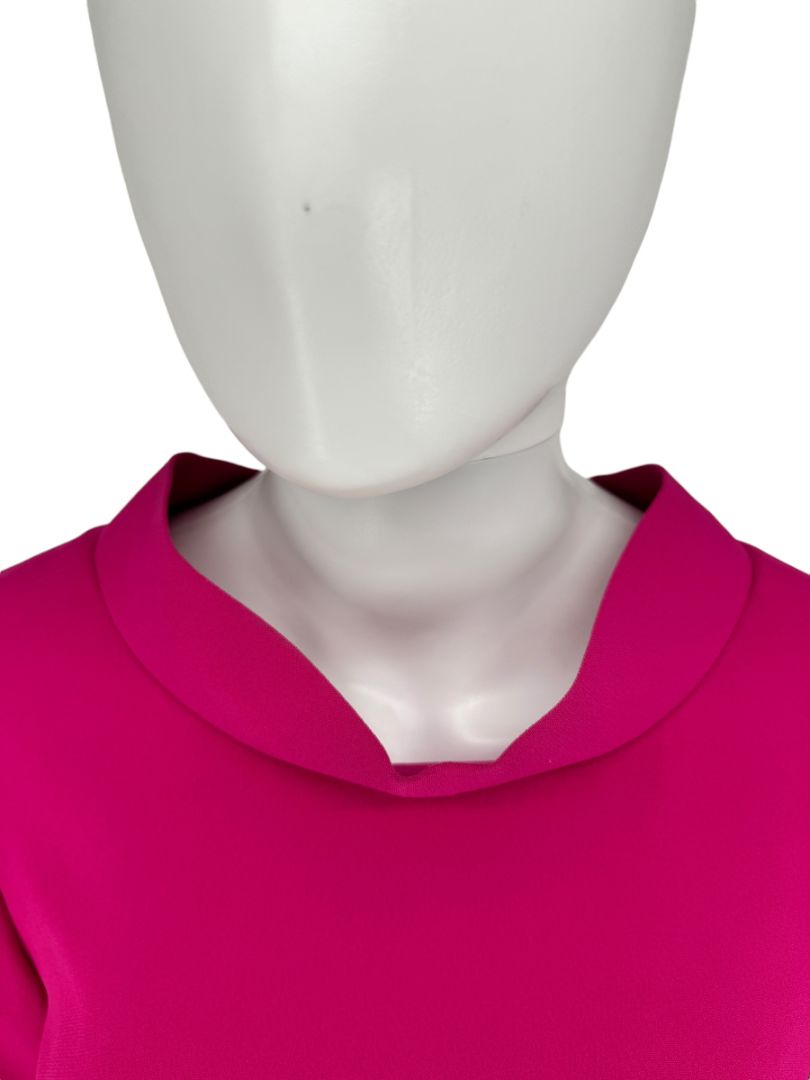 Pamella Roland Magenta Long Sleeve Shift Dress with Sculpted Cuff – Large