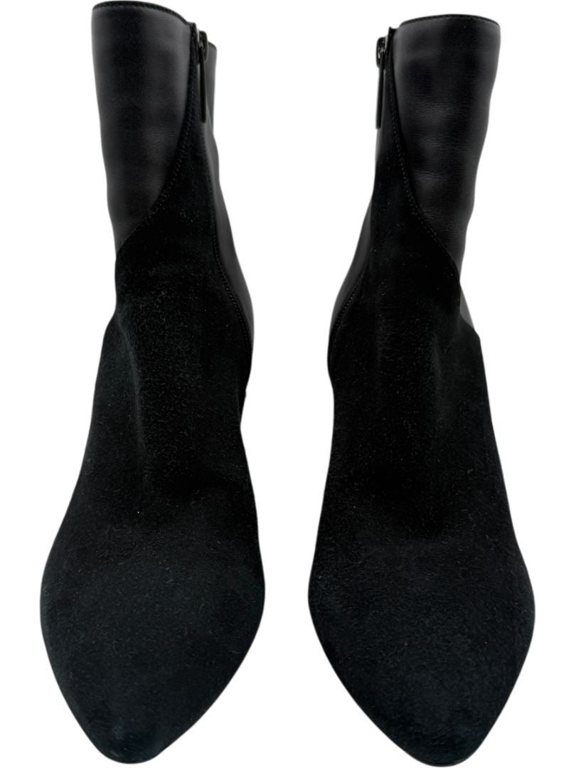 Aquatalia Black Suede/Leather Pointed Toe Booties – Size 9