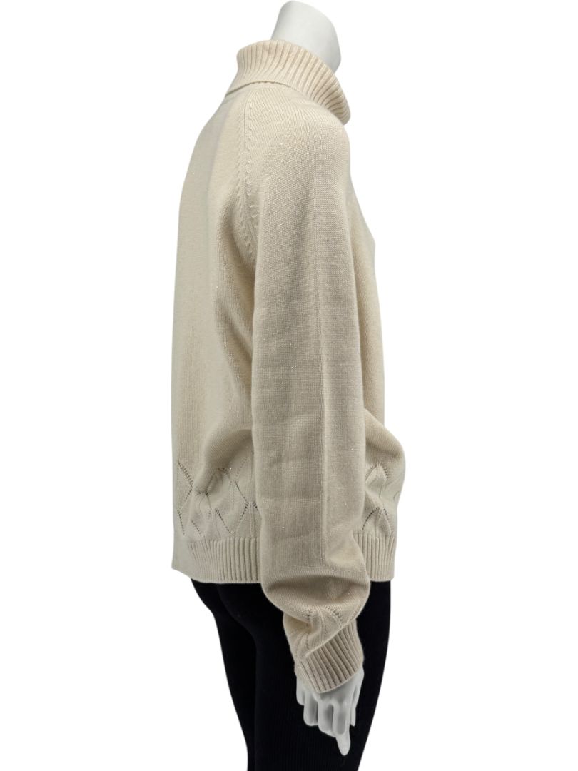 Loro Piana Cream Baby Cashmere Turtleneck Sweater – Size IT 48