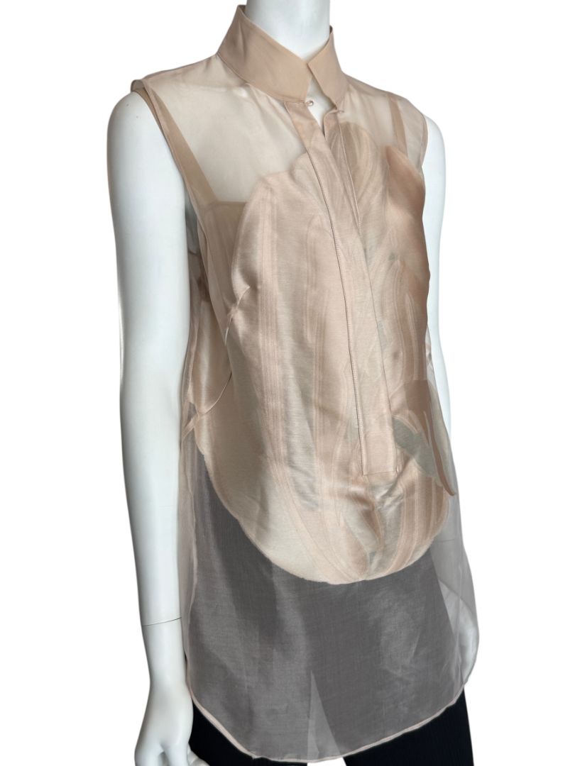 Akris Sheer Silk Organza Sleeveless Blouse – Size US 10 (FR 42 / DE 40)