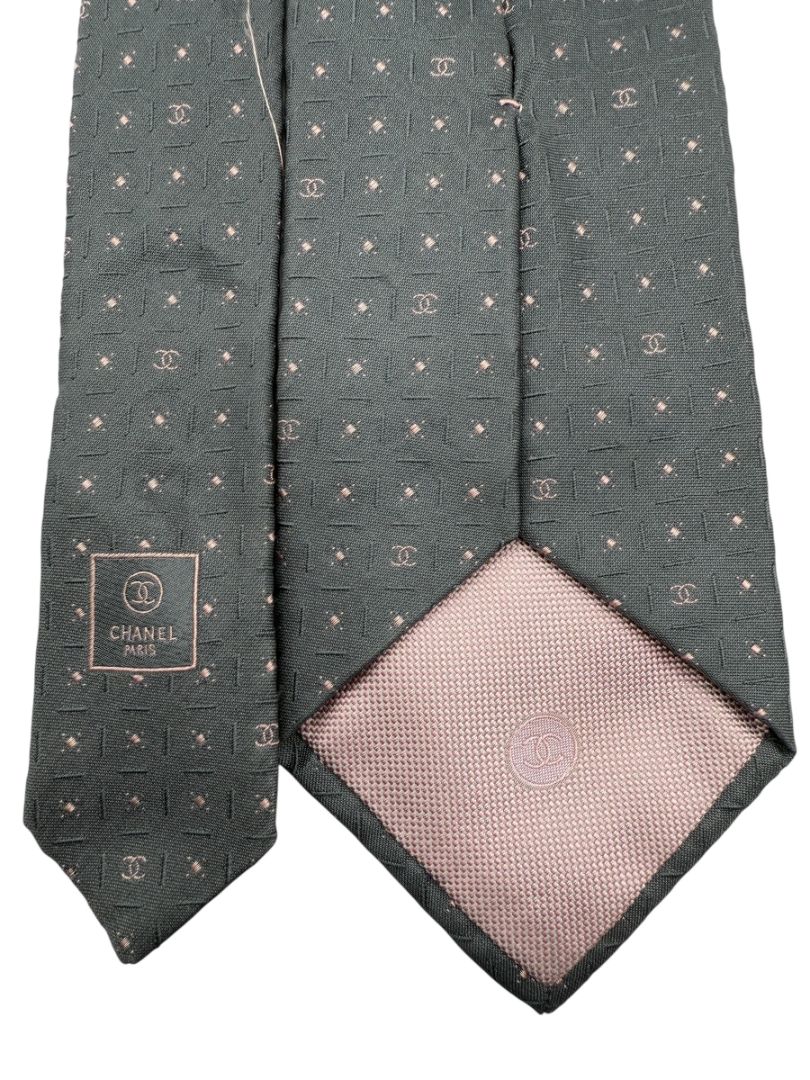 CHANEL Paris Grid Monogram Silk Necktie – Excellent Pre-Owned Condition