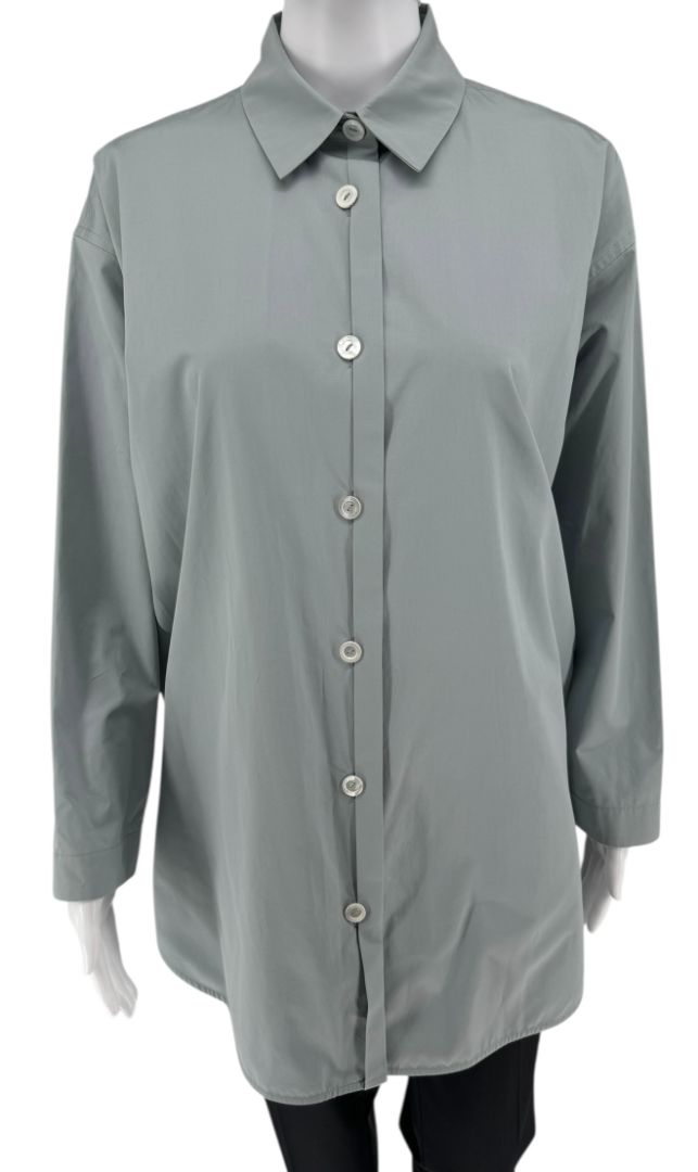 Jil Sander Oversized Cotton Poplin Shirt in Light Sage – Size 36 (US 6)