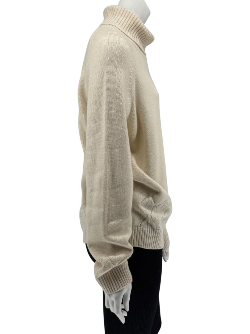Loro Piana Cream Baby Cashmere Turtleneck Sweater – Size IT 48