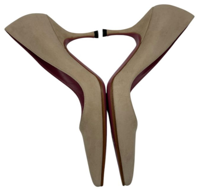Gucci Nude Suede Kitten Heel Pumps – Size 6