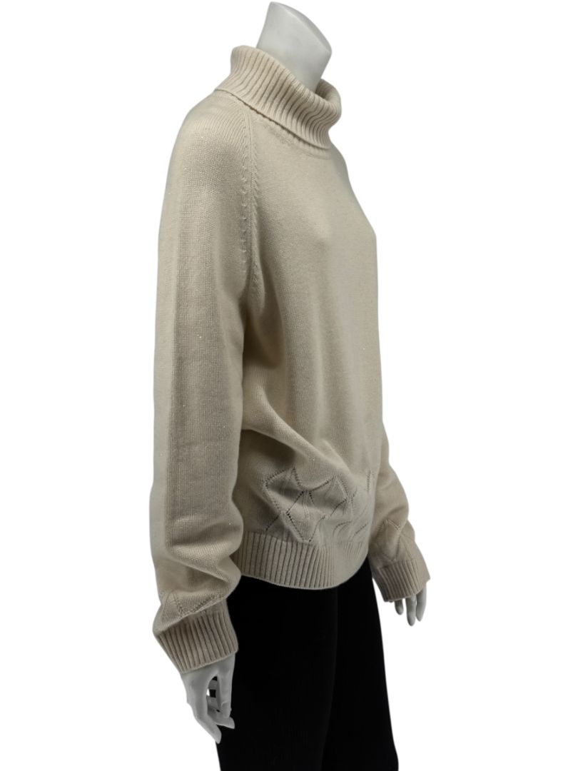 Loro Piana Cream Baby Cashmere Turtleneck Sweater – Size IT 48