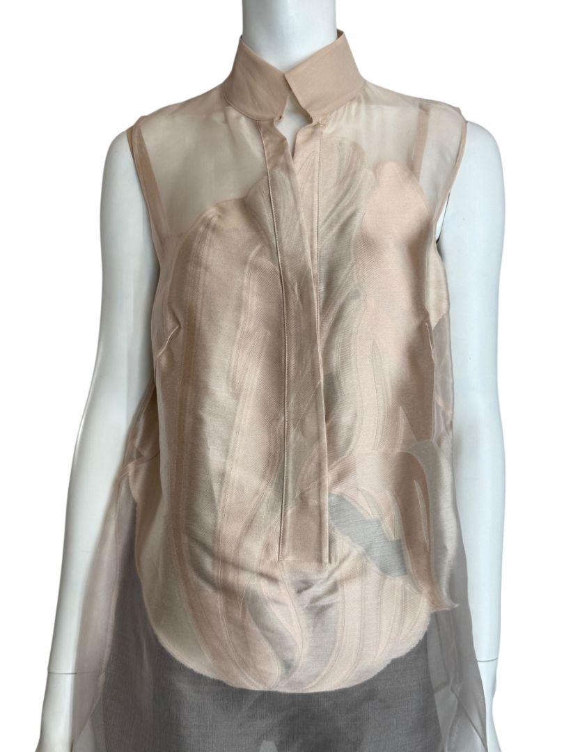 Akris Sheer Silk Organza Sleeveless Blouse – Size US 10 (FR 42 / DE 40)