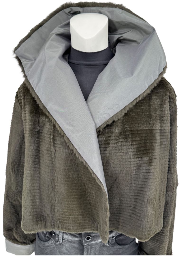 Peter Cohen Olive Brown Textured Fur Jacket – Size L