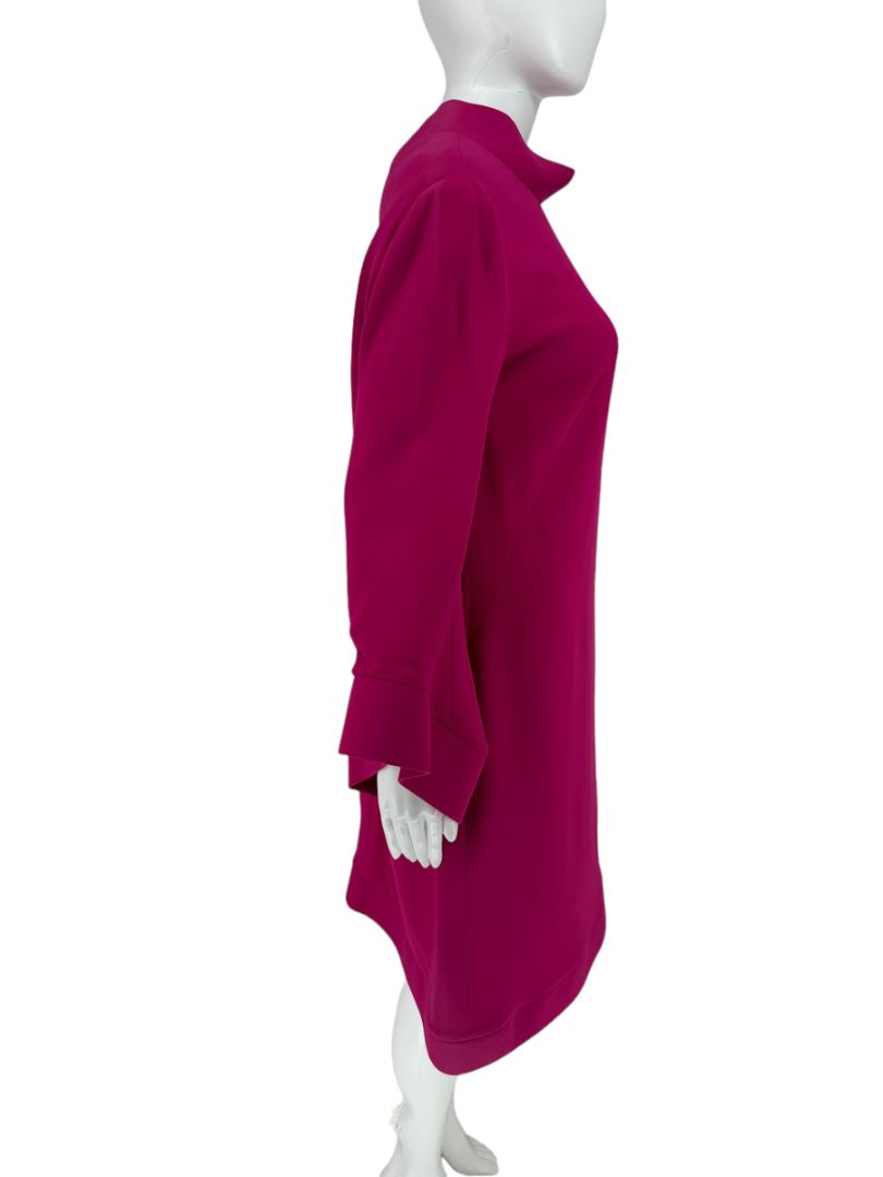Pamella Roland Magenta Long Sleeve Shift Dress with Sculpted Cuff – Large