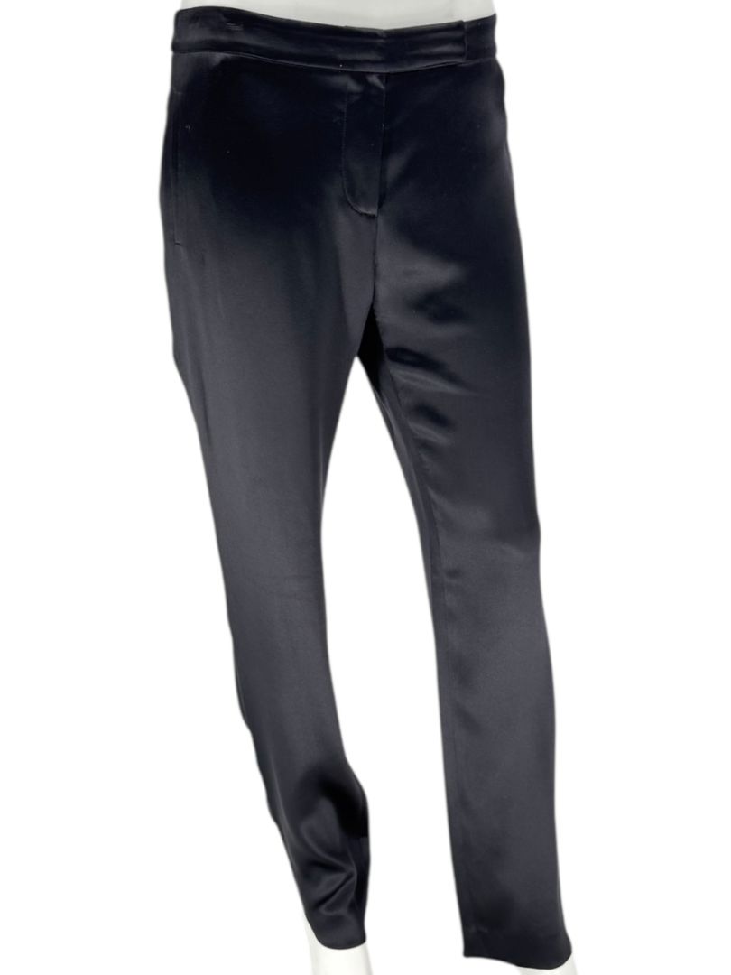 Pamella Roland Black Satin Tapered Pants – Large