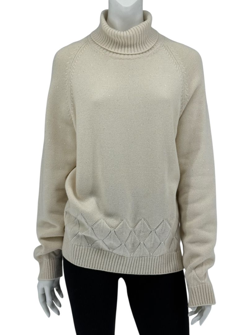 Loro Piana Cream Baby Cashmere Turtleneck Sweater – Size IT 48