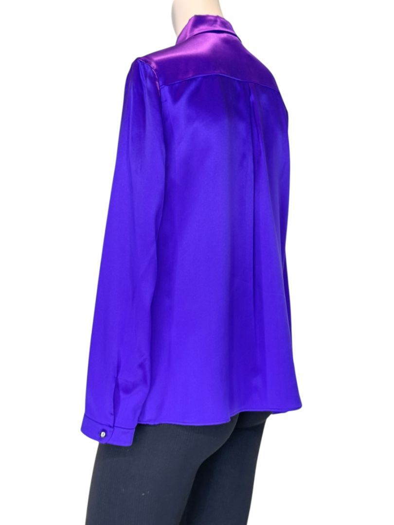Akris Purple Mulberry Silk Button-Front Blouse – Size 8