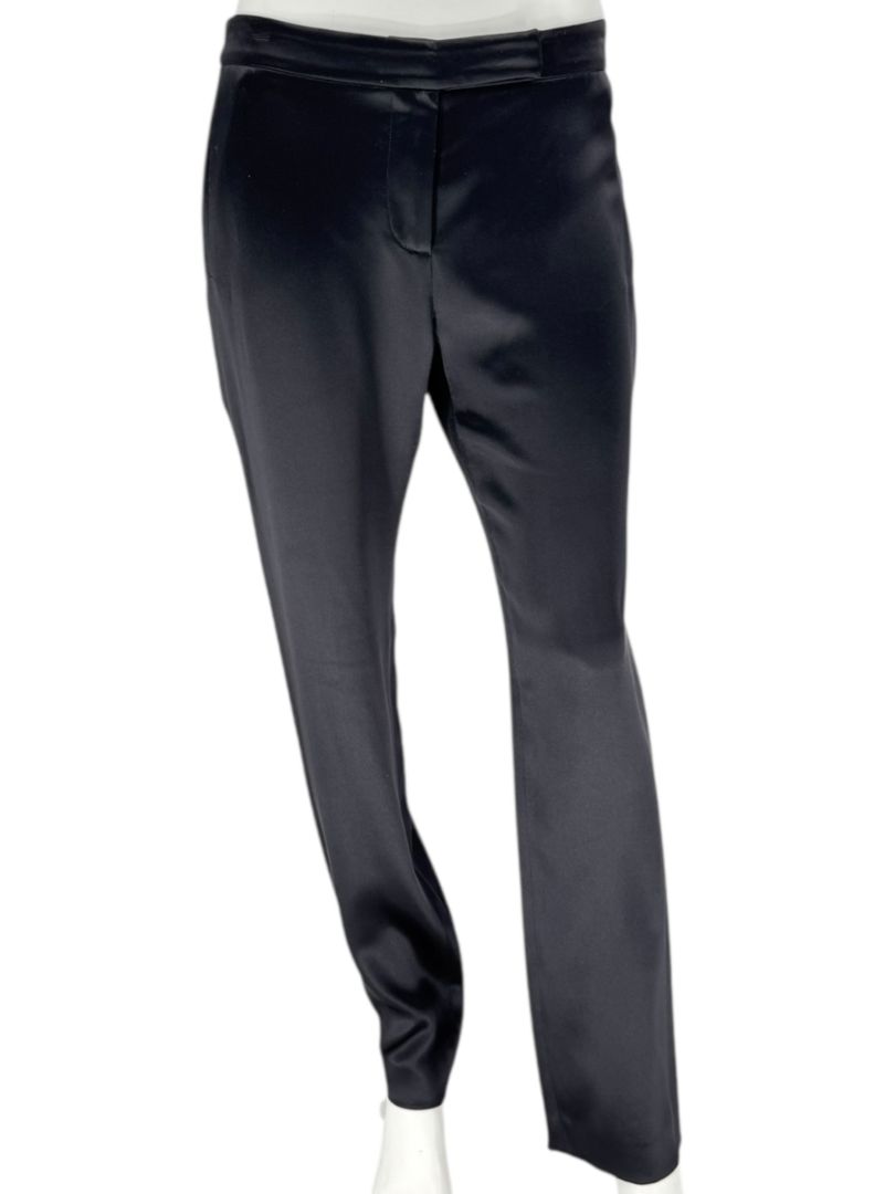 Pamella Roland Black Satin Tapered Pants – Large