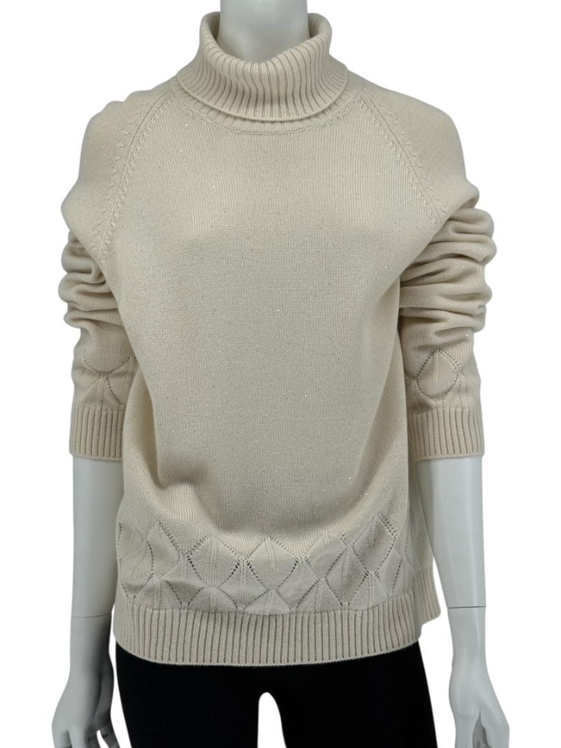 Loro Piana Cream Baby Cashmere Turtleneck Sweater – Size IT 48