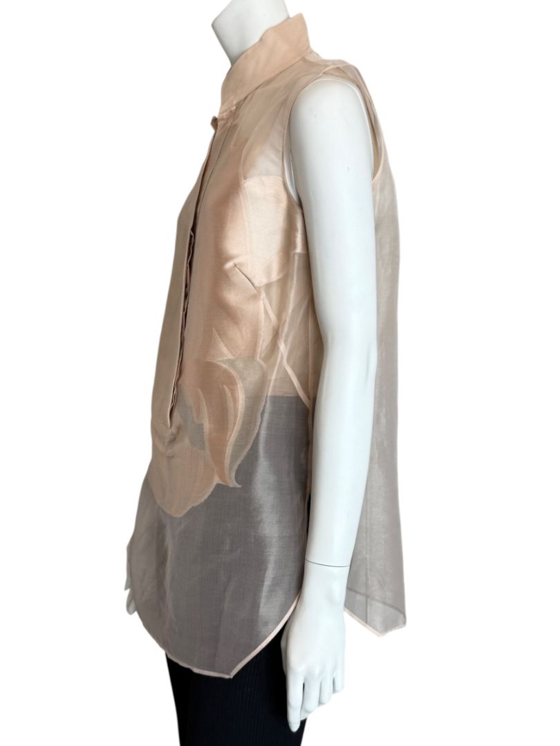 Akris Sheer Silk Organza Sleeveless Blouse – Size US 10 (FR 42 / DE 40)