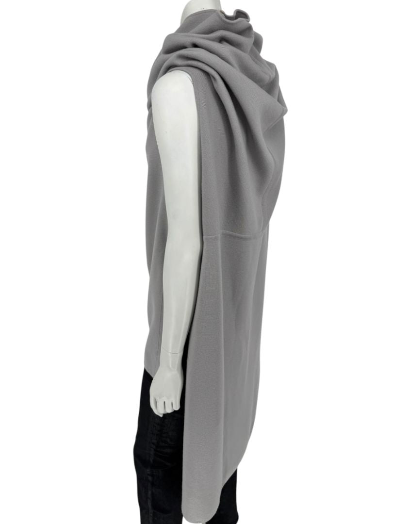 Rick Owens Pearl Grey Sleeveless Knit Funnel Tunic – Size L (IT 48 / US 8)