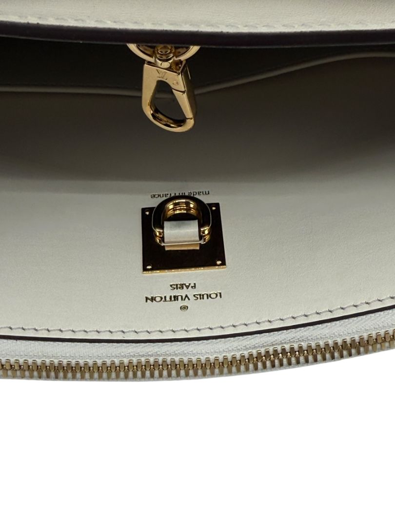 Louis Vuitton White/Green Leather City Steamer MM Bag
