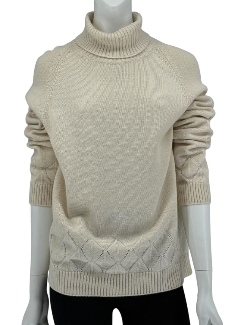 Loro Piana Cream Baby Cashmere Turtleneck Sweater – Size IT 48