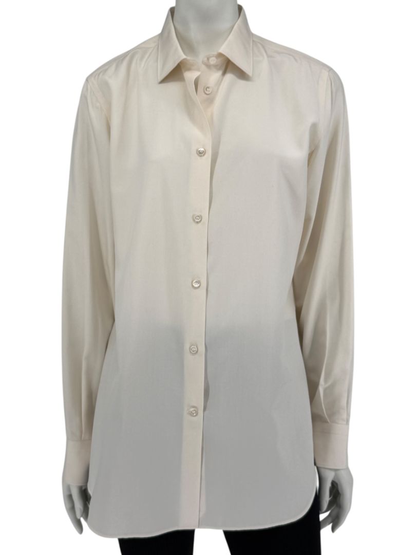 Loro Piana Ivory Silk Button-Up Shirt – Size IT 46