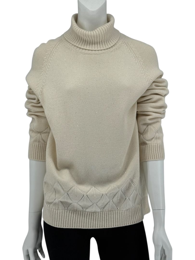 Loro Piana Cream Baby Cashmere Turtleneck Sweater – Size IT 48