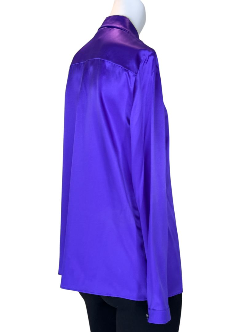 Akris Purple Mulberry Silk Button-Front Blouse – Size 8