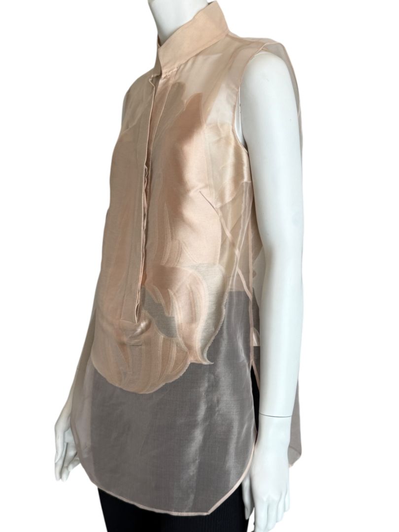 Akris Sheer Silk Organza Sleeveless Blouse – Size US 10 (FR 42 / DE 40)