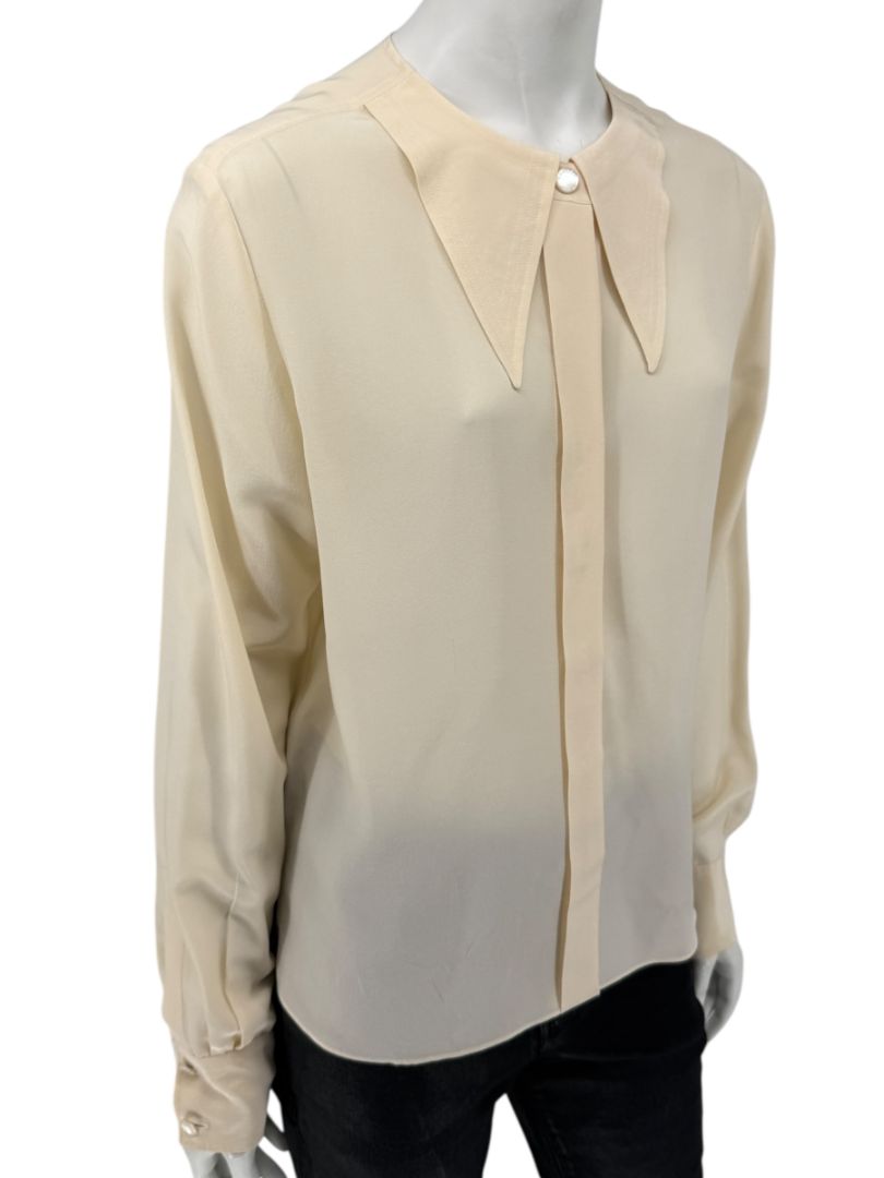 Chanel Ivory Silk Blouse – Spring 2001 Collection – Size FR 42 (US 10)