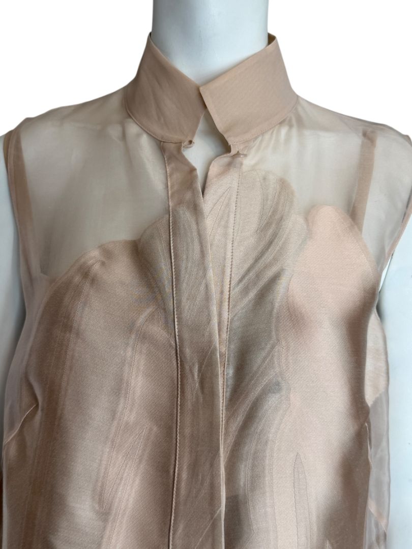 Akris Sheer Silk Organza Sleeveless Blouse – Size US 10 (FR 42 / DE 40)