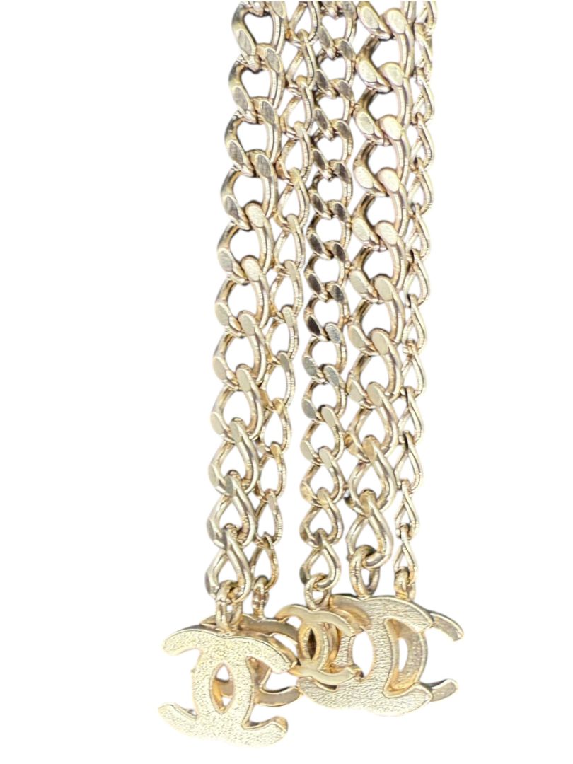 Chanel Spring 2008 Black Leather Gold Chain Accent Belt – Size 90/36