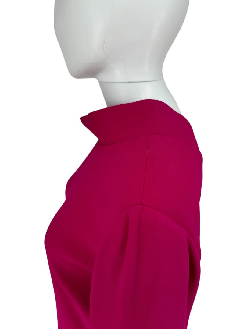 Pamella Roland Magenta Long Sleeve Shift Dress with Sculpted Cuff – Large