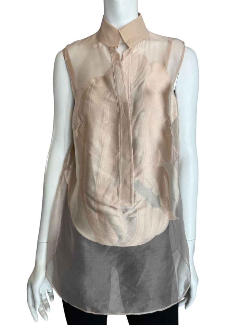 Akris Sheer Silk Organza Sleeveless Blouse – Size US 10 (FR 42 / DE 40)