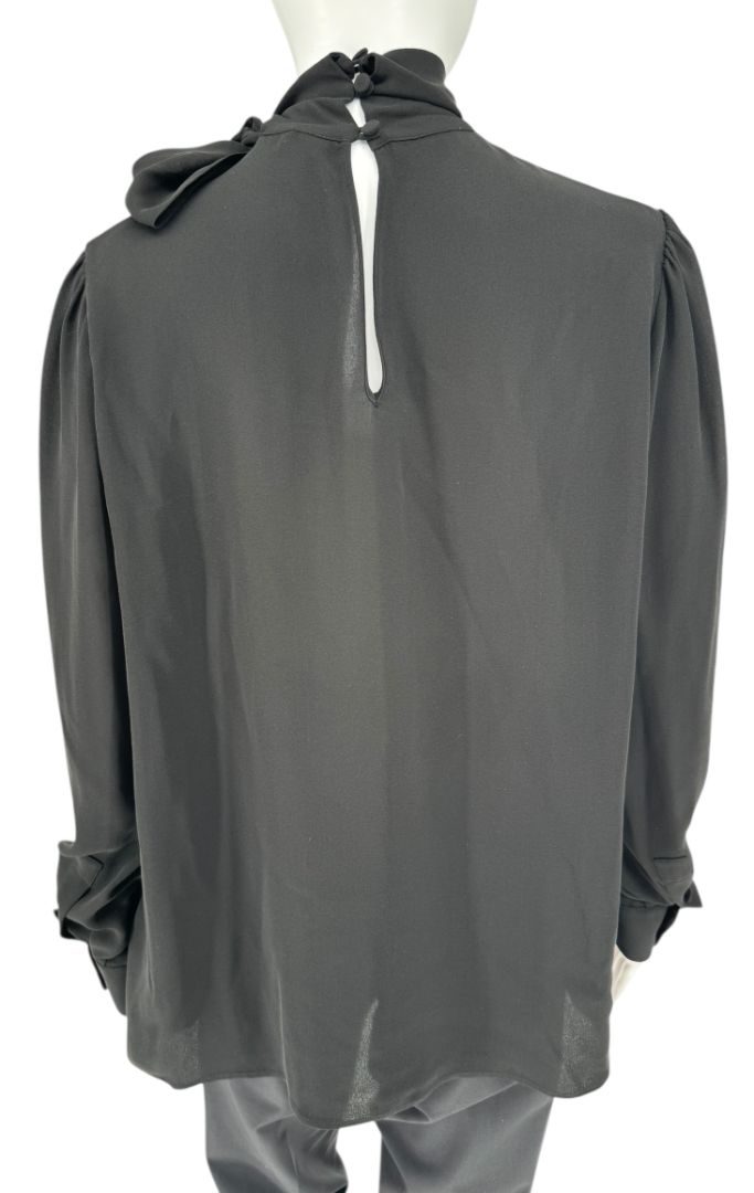 Valentino Embroidered Silk Crepe Blouse in Black – Size IT 42 (US 6)