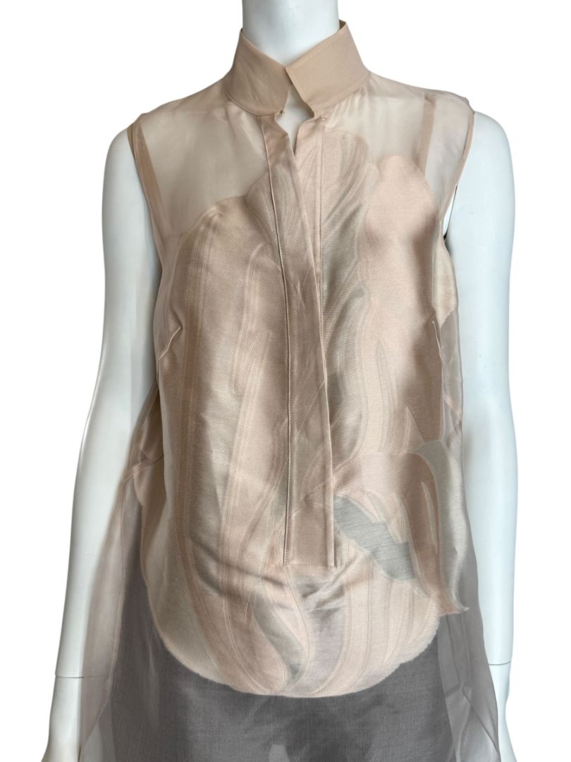 Akris Sheer Silk Organza Sleeveless Blouse – Size US 10 (FR 42 / DE 40)