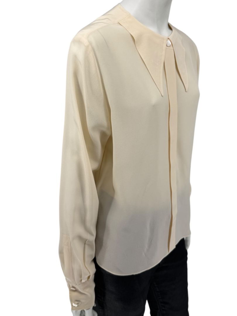 Chanel Ivory Silk Blouse – Spring 2001 Collection – Size FR 42 (US 10)
