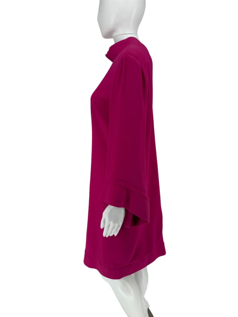 Pamella Roland Magenta Long Sleeve Shift Dress with Sculpted Cuff – Large