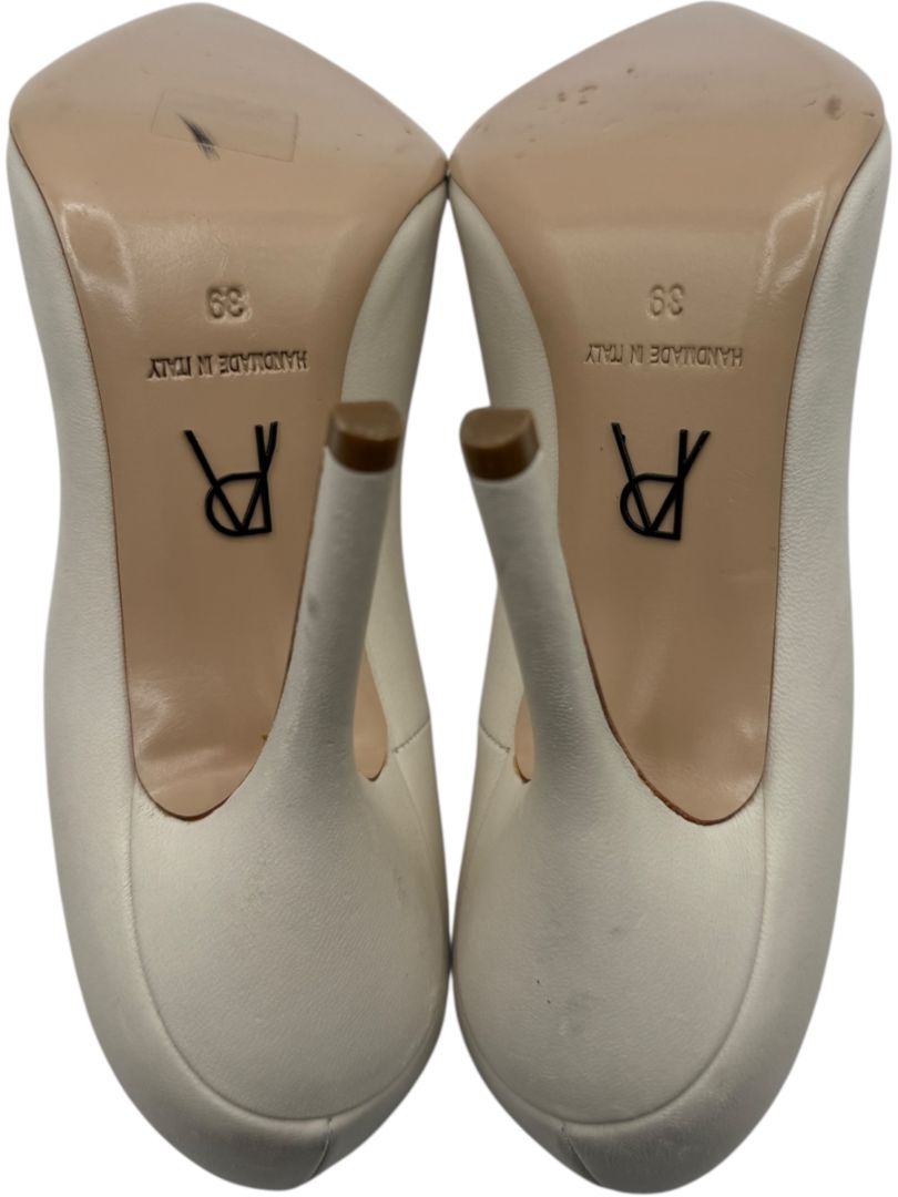 Paul Andrew Ivory Leather Scallop Pumps - Size 39
