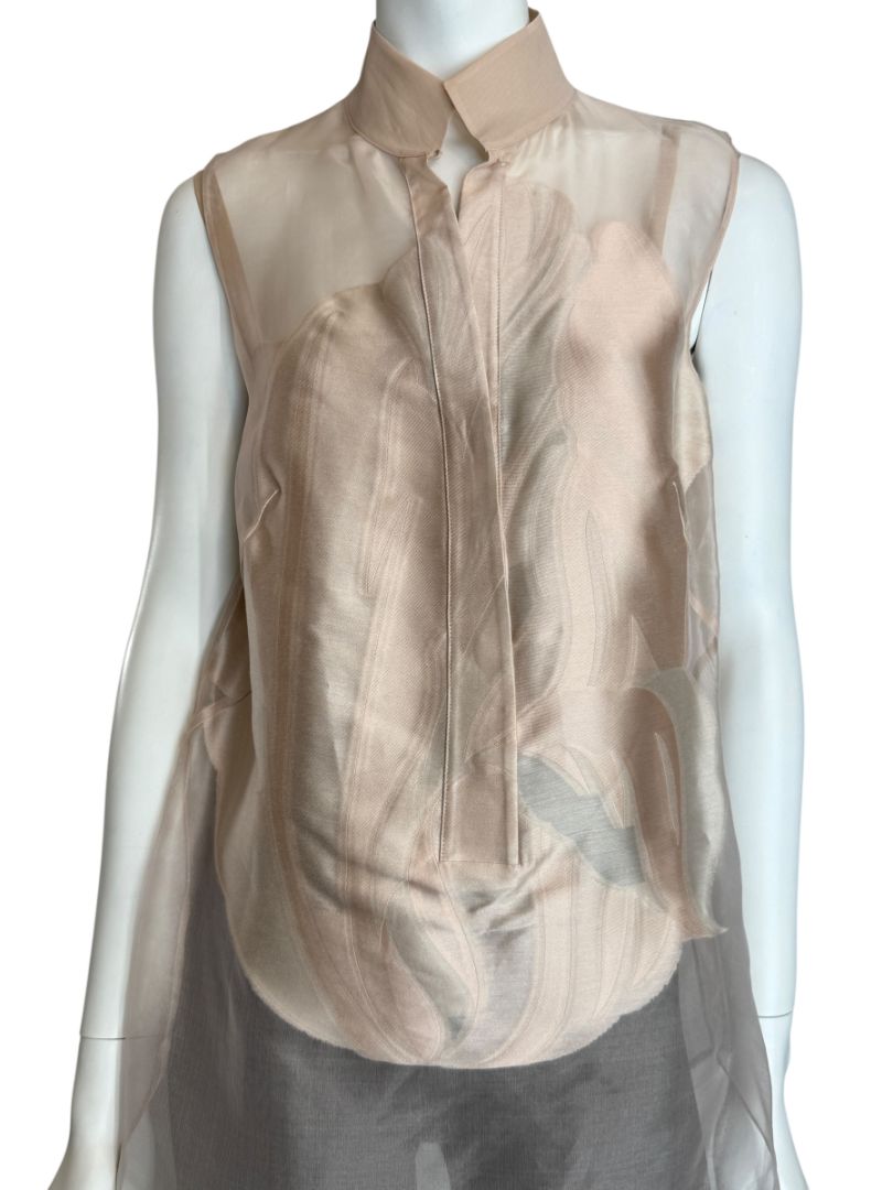 Akris Sheer Silk Organza Sleeveless Blouse – Size US 10 (FR 42 / DE 40)