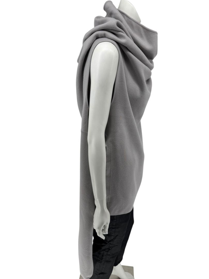 Rick Owens Pearl Grey Sleeveless Knit Funnel Tunic – Size L (IT 48 / US 8)