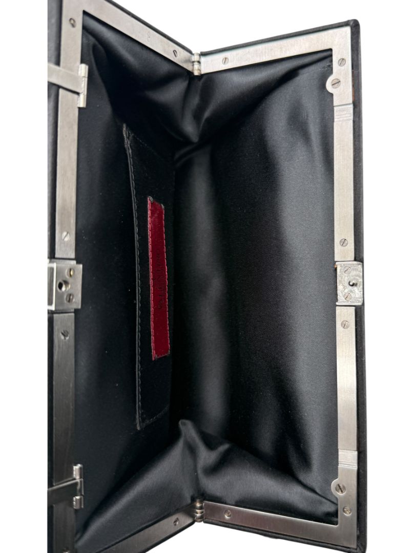 Valentino Satin Jeweled & Satin Rosette Clutch/Shoulder bag - Black