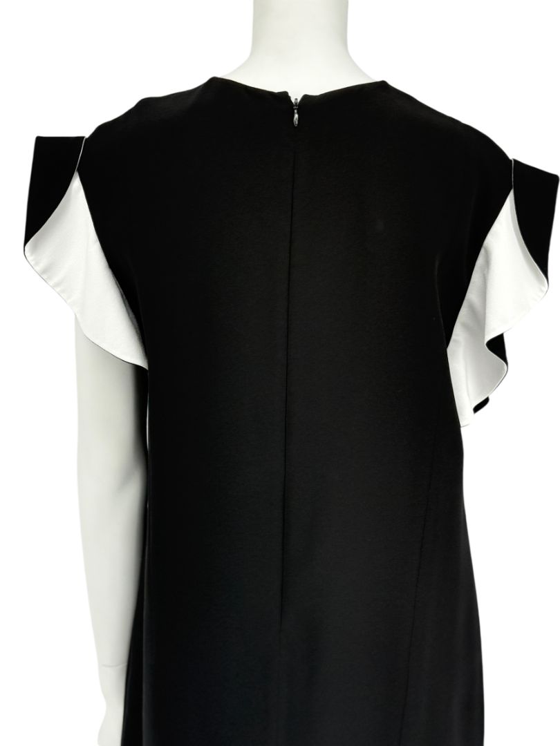 Givenchy Black & White Ruffle Sleeve Shift Dress - Size FR 40