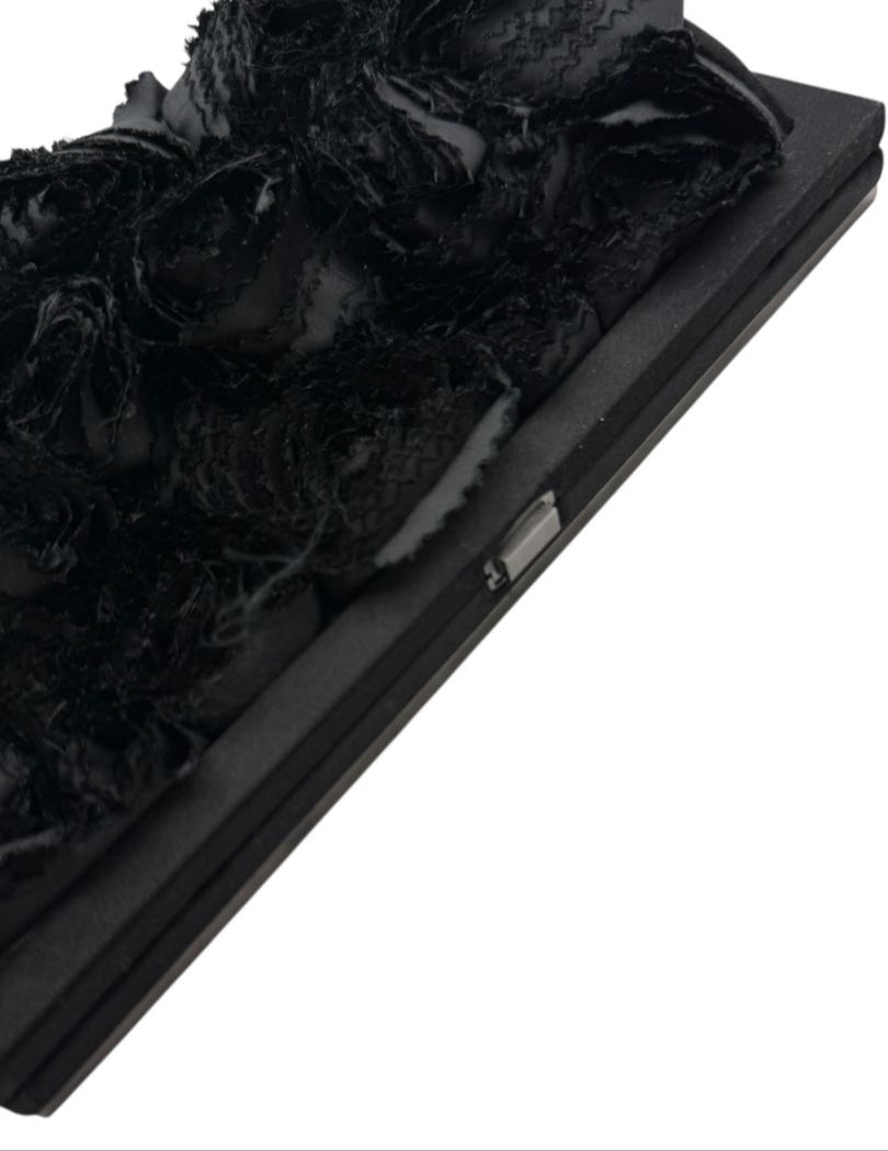 Valentino Satin Jeweled & Satin Rosette Clutch/Shoulder bag - Black
