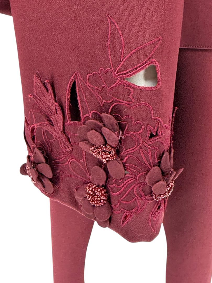Pamella Roland Burgundy Embellished 2-Piece Set – Large