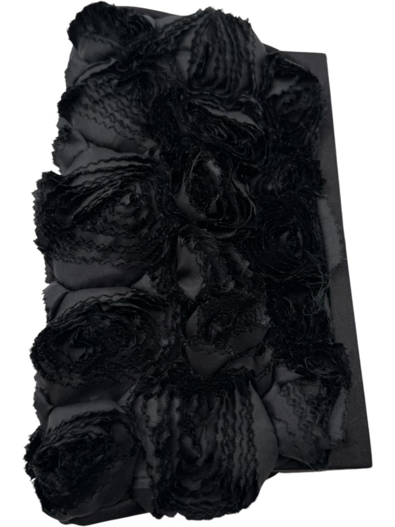 Valentino Satin Jeweled & Satin Rosette Clutch/Shoulder bag - Black
