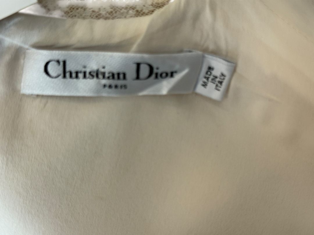Christian Dior Ivory Wool Silk Blend Crepe Shift Mini Dress- Collared, Sleeveless Size 42/10