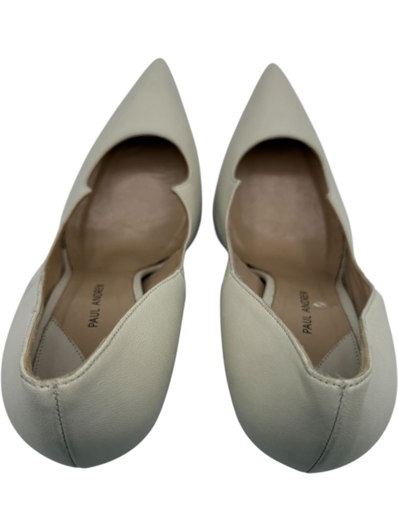 Paul Andrew Ivory Leather Scallop Pumps - Size 39