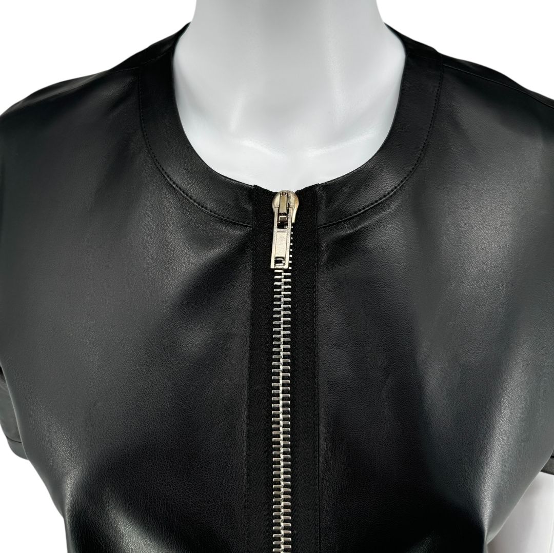 Givenchy Black Lambskin Leather Zip-Front Shirt – Size 42 (FR)