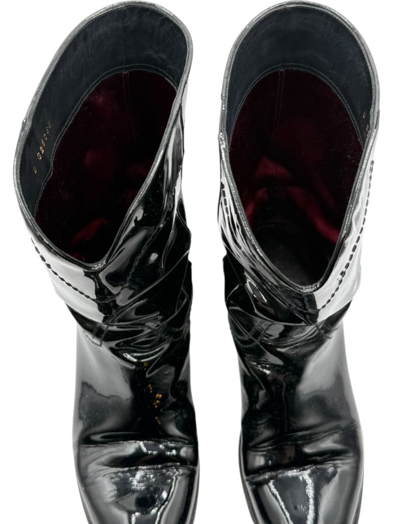 Chanel Western-Inspired Patent Leather Boots – Size 41